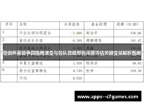 世俱杯赛场争四格局演变与各队晋级形势深度评估关键变量解析前瞻
